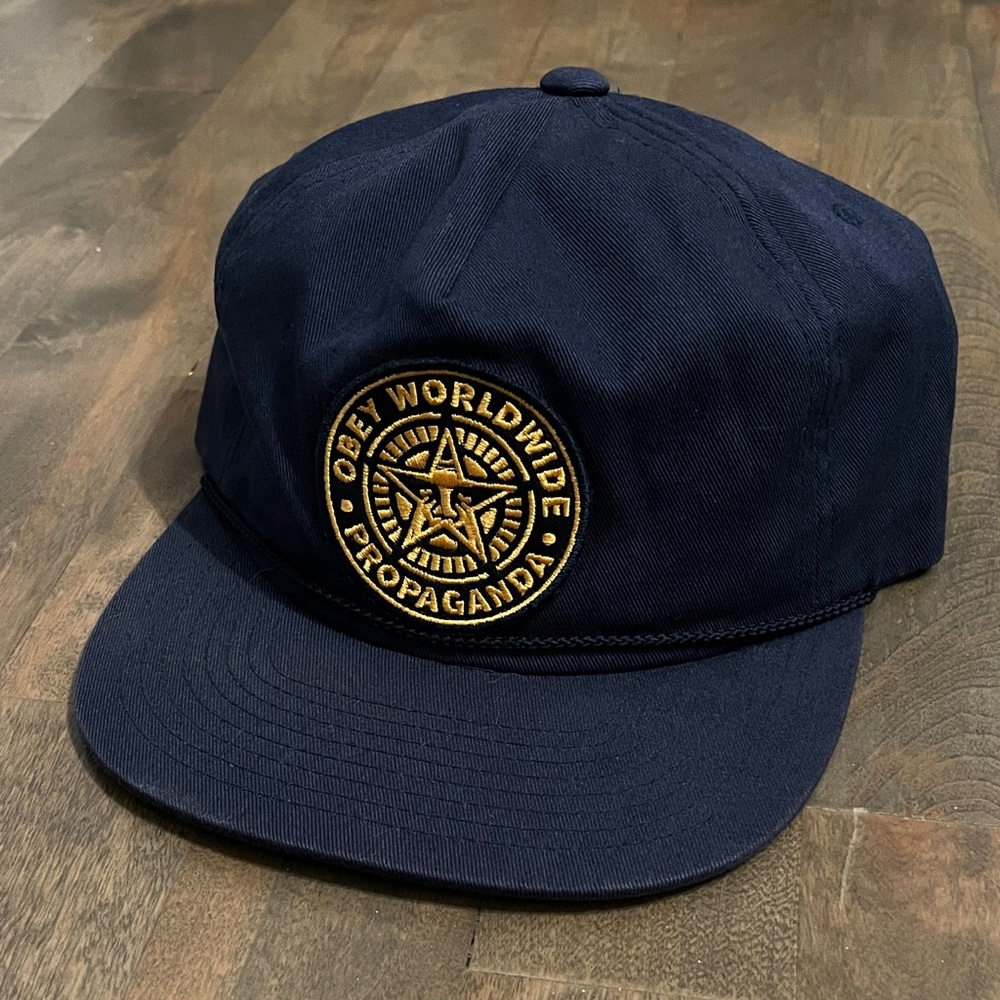 Obey Dark Blue Hat with Gold Emblem